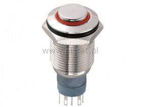 Przycisk chwilowy 16mm wyst. LED czerwony 12V