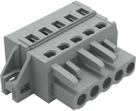 Socket header, 5 pole, pitch 5 mm, angled, gray, 231-105/031-000