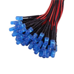 Dioda LED 5mm 12V niebieska dyfuzyjna 200mcd 22mA przewodem 20cm