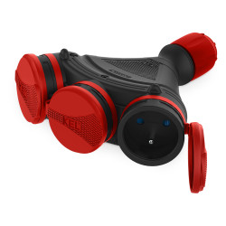 EXTREM potrójne gniazdo przenośne z klapkami hermetycznymi i uziemieniem bryzgoszczelne W-01156 GN-X3/54