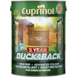 Cuprinol 5111363 Ducksback 5 Year Waterproof for Sheds &amp; Fences Autumn Gold 5L