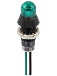 Lampka kontrolna do montażu panelowego 5 → 28V dc, zielona 8.2mm LED Czarny Wyprowadzenia Sloan