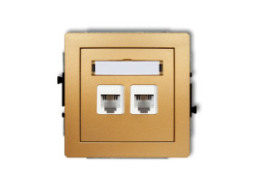 DECO Gniazdo telefoniczne podwójne 2xRJ11 4-stykowy beznarzędziowe złoty 29DGT-2 KARLIK