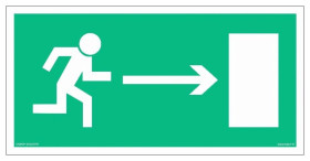 ZNAK - AA002 Kierunek do wyjścia drogi ewakuacyjnej w prawo 20 x 10 cm PS - Płyta 1mm foto.