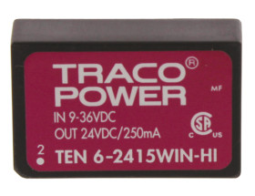 Przetwornica DC-DC, 6W, Uwe 9 → 36 V DC, Uwy 24V dc, Iwy 250mA, TRACOPOWER