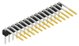 Pin header, 15 pole, pitch 2.54 mm, angled, black, 10056213