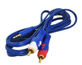 Kabel JACK 3,5mm - 2xRCA CHINCH AUX niebieski (3m)