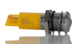 Lampka kontrolna do montażu panelowego 24V ac/dc, Żółta 14mm LED Chrom Końcówka lutownicza RS PRO