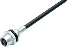 Panel socket, M12, 5 pole, cable connection, screw locking, straight, 70 3442 287 05