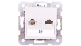 Karre Gniazdo Teleinformatyczne 1Xrj11+1Xrj45 Kat. 5E, Kolor Biały / 90963635