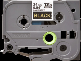 Labelling tape cartridge, 24 mm, tape black, font gold, 8 m, TZE-354