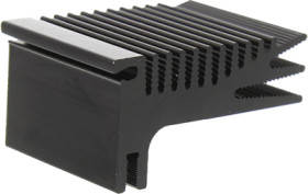 Extruded heatsink, (L x W x H) 75 x 52.3 x 28 mm, 6.5 to 1.4 K/W, black anodized, 10020705