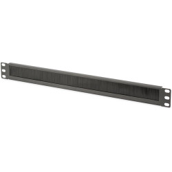 Cable brush strip, 1 U, open brush strip, (W x H x D) 482.6 x 1.3 x 43.9 mm, black, DN-97661