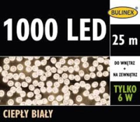 Komplet choinkowy zewnętrzny 1000l lampki led 24,96m dekoracji + 3m przewodu zasilającego biały ciepły 13-988