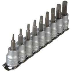 Teng M3813TX Socket Clip Rail Set of 9 External TORX 3/8in Drive
