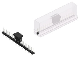 Pin header, 20 pole, pitch 2 mm, angled, black, 10063365