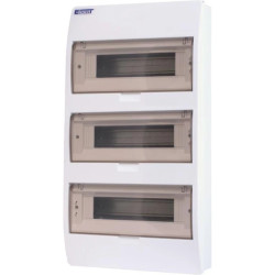 Rozdzielnica natynkowa S-36 (N+PE) 3x12 moduły IP40 303x550x101mm drzwi transparentne dymne INCOBEX
