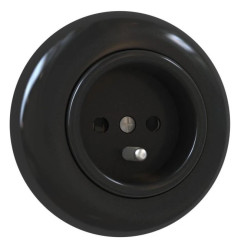 Gniazdo pojedyncze p/t z ramką 2P+Z 16A czarny połysk LOFTICA