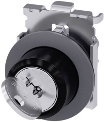 Siemens 3SU10604LF010AA0 3SU1060-4LF01-0AA0 Przełącznik kluczykowy pierścień przedni metalowy klucz piaskowy szary, sreb