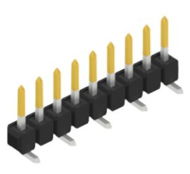 Pin header, 9 pole, pitch 2.54 mm, angled, black, 10047157