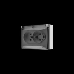 Gniazdo podwójne z/u szare IP44 ACGZ2/16A Simon Aquaclick Kontakt-Simon