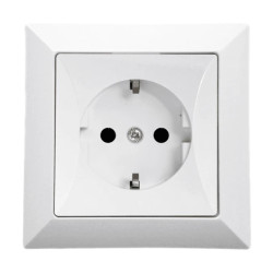 OPAL Gniazdo pojedyncze z uziemieniem Schuko białe GPt-17 Op BI