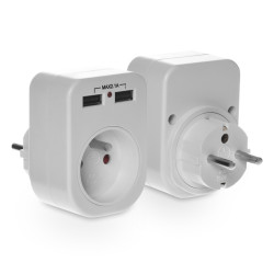 Rozgałęźnik R-1USB biały 1x2p+z/2xUSB W-01146 Plastrol