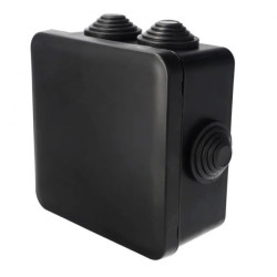Puszka hermetyczna 100x100x50mm natynkowa z dławikami, bezhalogenowa, odporna na UV,zamknięcie na klik IP55 czarny