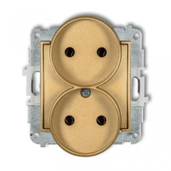 ICON Mechanizm gniazda podwójnego do ramki bez uziemienia 2x2P (bez przesłon torów prądowych) złoty 29IGPR-2