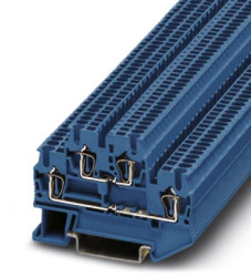 Double-level spring-cage terminal, spring balancer connection, 0.08-1.5 mm², 4 pole, 17.5 A, 6 kV, blue, 3031160