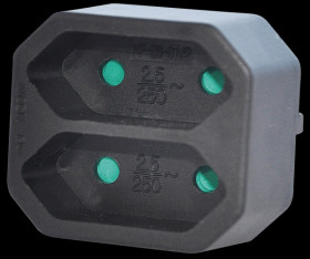 Earthed contact plug, 2x Euro socket, black