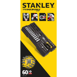 Zestaw nasadek rozmiar napędu 1/4 elementy: 60 Stanley