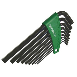 Faithfull FAIHKS9AFL Long Arm Hexagon Key Set of 9 Imperial (5/64 - 3/8in)