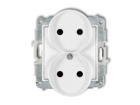 MINI Gniazdo podwójne bez uziemienia do ramki (przesłony torów prądowych) biały MGPR-2p KARLIK