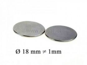 Magnes neodymowy 18x1mm niklowany; talar
