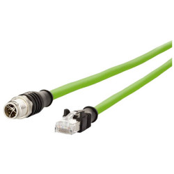 Metz Connect 142M2X15050 M12 Network Cable CAT 6A 5m Green PUR Coated
