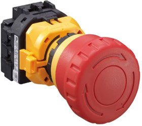 Emergency stop, turn/pull release, mounting Ø  22 mm, unlit, 250 V, 2 Form B (N/C), XW1E-BV402MFR