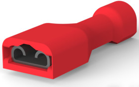 Insulated flat plug sleeve, 4.75 x 0.81 mm, 0.32 to 0.82 mm², AWG 22 to 18, brass, tin-plated, red, 2-520411-2