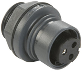 Panel socket, 3 pole, screw connection, push pull, straight, PXP6012/03S/ST