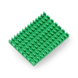 Radiator 40x30x5mm dla Raspberry Pi 4 z taśmą termoprzewodzącą - zielony