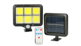 Lampa Solarna Naświetlacz Led Czarna + Pir + Panel + Pilot Mk Megakabel