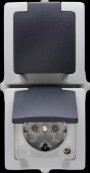 1369.5600.8 Surface-mounted wet room socket, two-way, vertical