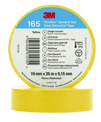 Taśma izolacyjna 19mm x 25m PVC Temflex 165 żółta 7100184819 /100szt./
