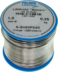 Solder, leaded, Sn60Pb40, Ø 0.75 mm, 100 g, 14610710