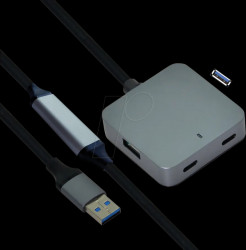 12991125 USB 3.0 four-port hub, 2x USB-A, 2x USB-C, 10-m connection cable