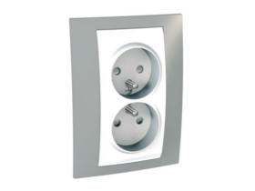 UNICA PLUS Gniazdo podwójne z uziemieniem z przesłonami szary alabaster MGU63.069.865 SCHNEIDER ELECTRIC