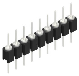 Pin header, 9 pole, pitch 2.54 mm, straight, black, 10040122