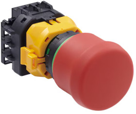 Emergency stop, turn/pull release, mounting Ø  22 mm, unlit, 4 Form B (N/C), XW1E-BV4TG04MFR