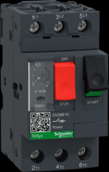 Motor protection switch, 3 pole, 4 to 6.3 A, 4 kW, 6.3 A, screw connection, GV2ME10