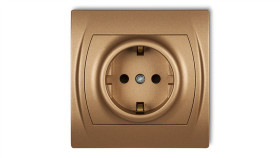 Logo Gniazdo Pojedyncze Z/U Schuko Złoty Metalik 8Lgp-1Sp